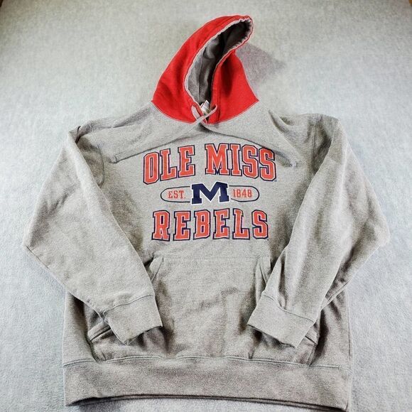 Ole Miss Hoodie Mens Medium Gray Knights Apparel Rebels Pullover - Picture 1 of 10